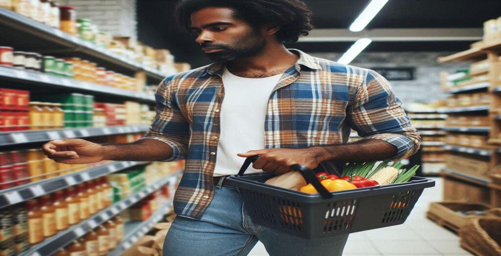 hombre comprando en el supermercado