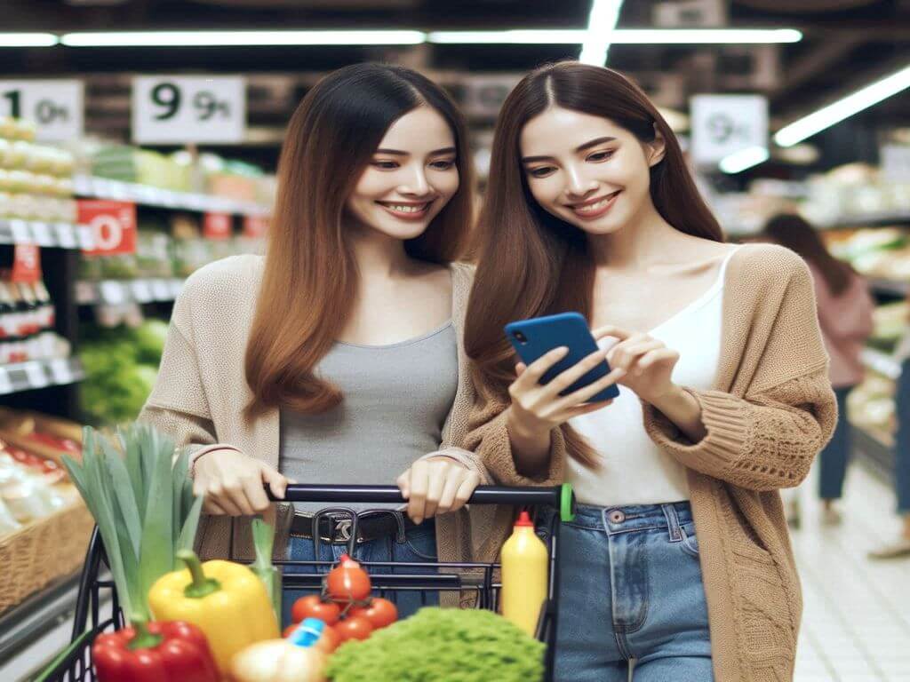 mujeres comprando en el super